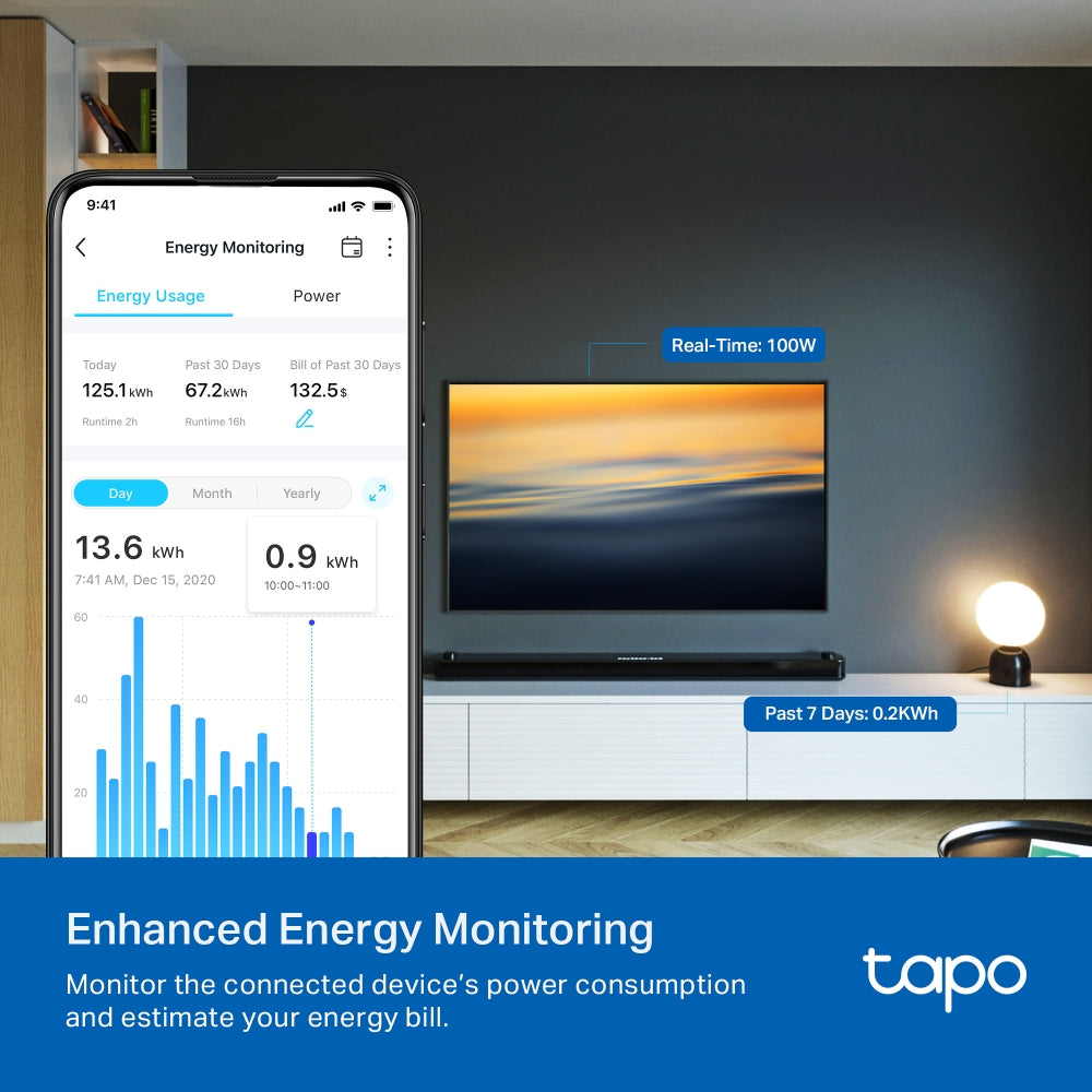 Tapo P110 - Mini Tomada Inteligente Wi-Fi com Monitorização Consumo de Energia