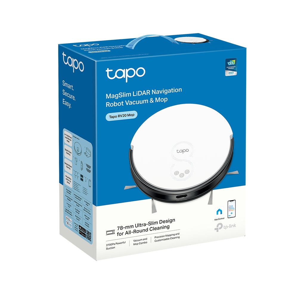 Tapo RV20 Mop - Robot Aspirador Inteligente com Mopa e Navegação MagSlim™ LiDAR
