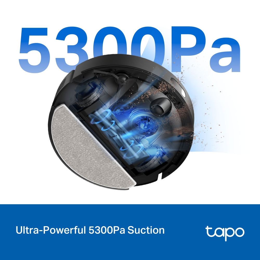 Tapo RV30 Max Plus - Robot Aspirador e Mopa com Hiper Sucção 5300Pa + Doca Auto-Esvaziamento Inteligente