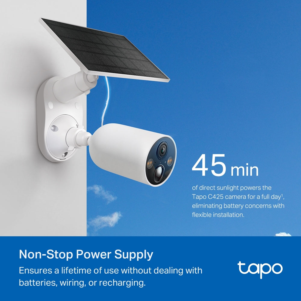 TC85 KIT - Câmara de Segurança Inteligente Wi-Fi Interior/Exterior com Suporte Magnético + Painel Solar